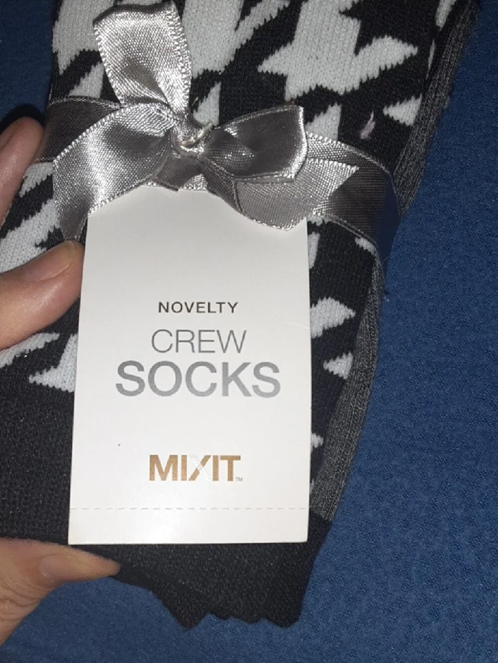 Mixit Black & Gray Patterned Athletic Crew Socks - Multi Pair